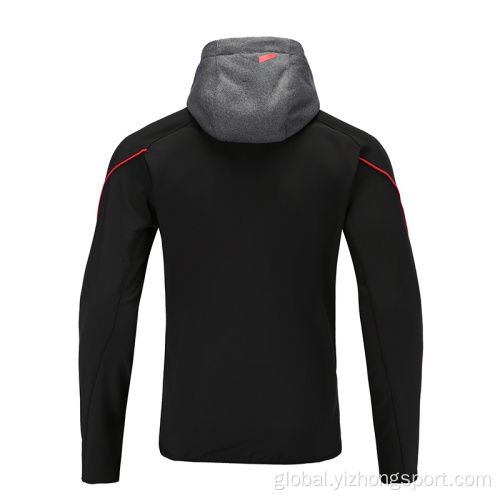 Mens Sportswear Outdoor Mens Grey Soccer Wear Zip Up Hoodies Manufactory